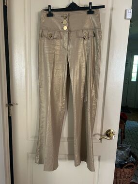 Cache Metallic Gold Evening Trousers